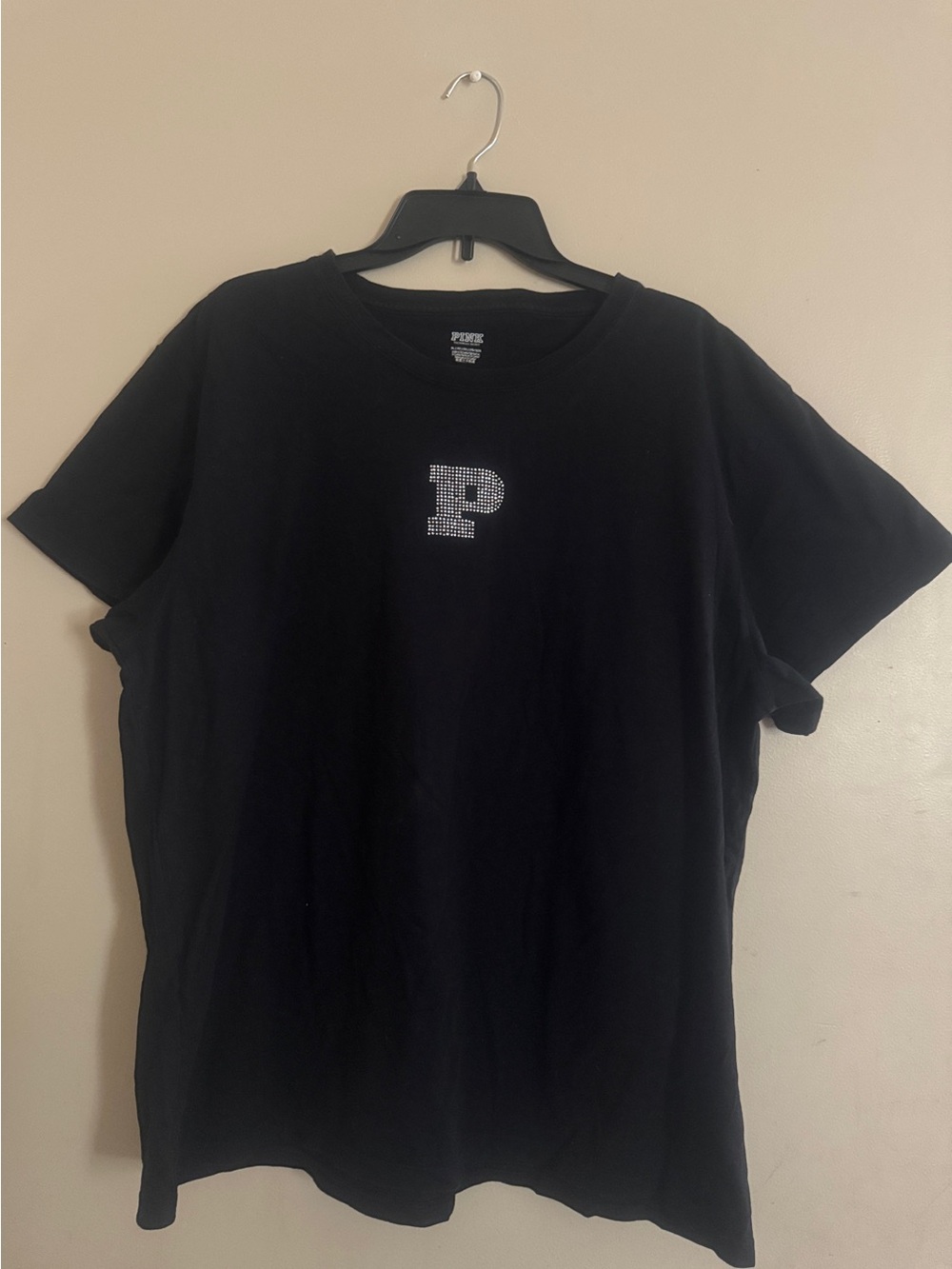 Pink Victoria Secret Woman’s Rhinestone 'P' Crew Neck T-Shirt